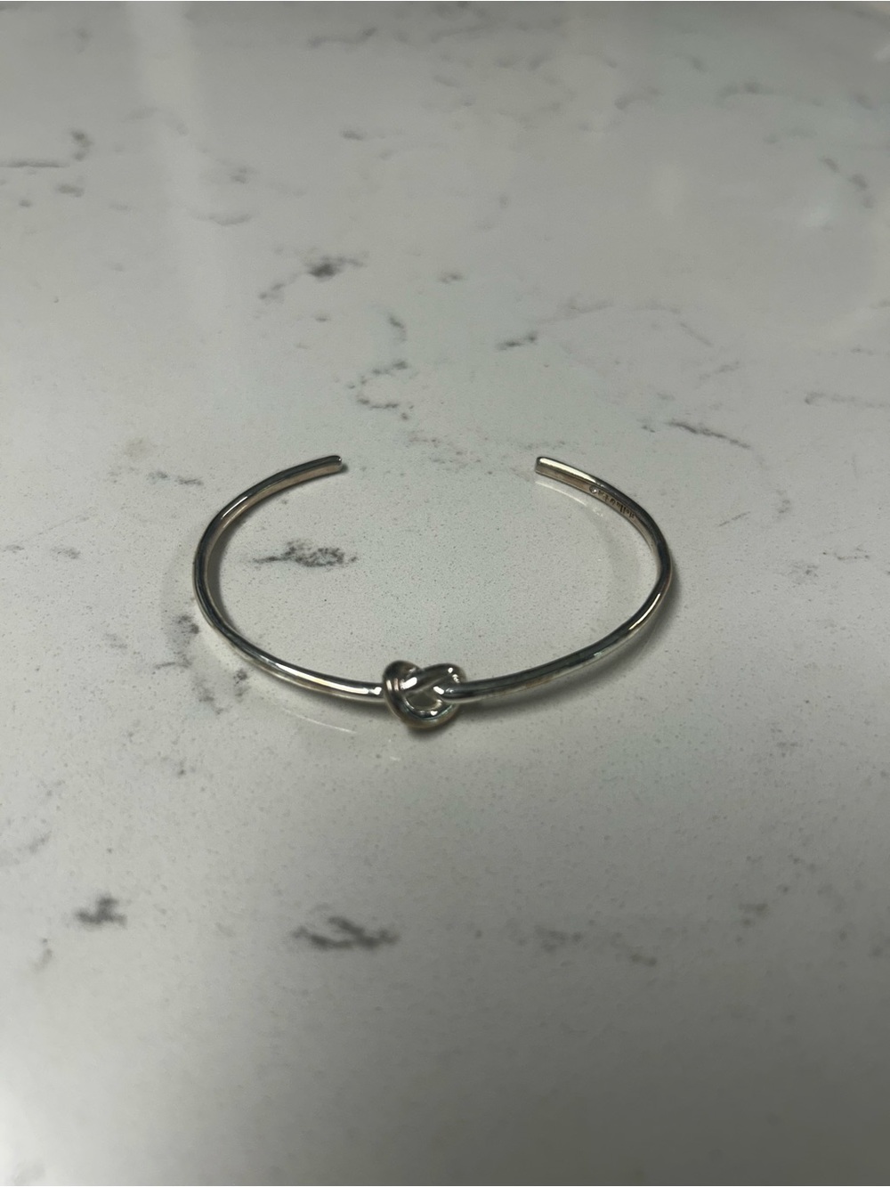 Delicate Knot Open Cuff Bracelet - Silver